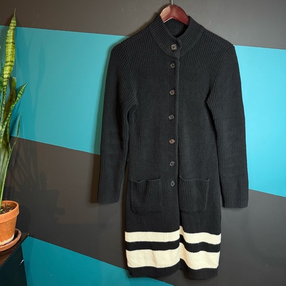 RALPH LAUREN CHUNKY STRIPED SWEATER CARDIGAN DUSTER COAT MEDIUM - Picture 1 of 8